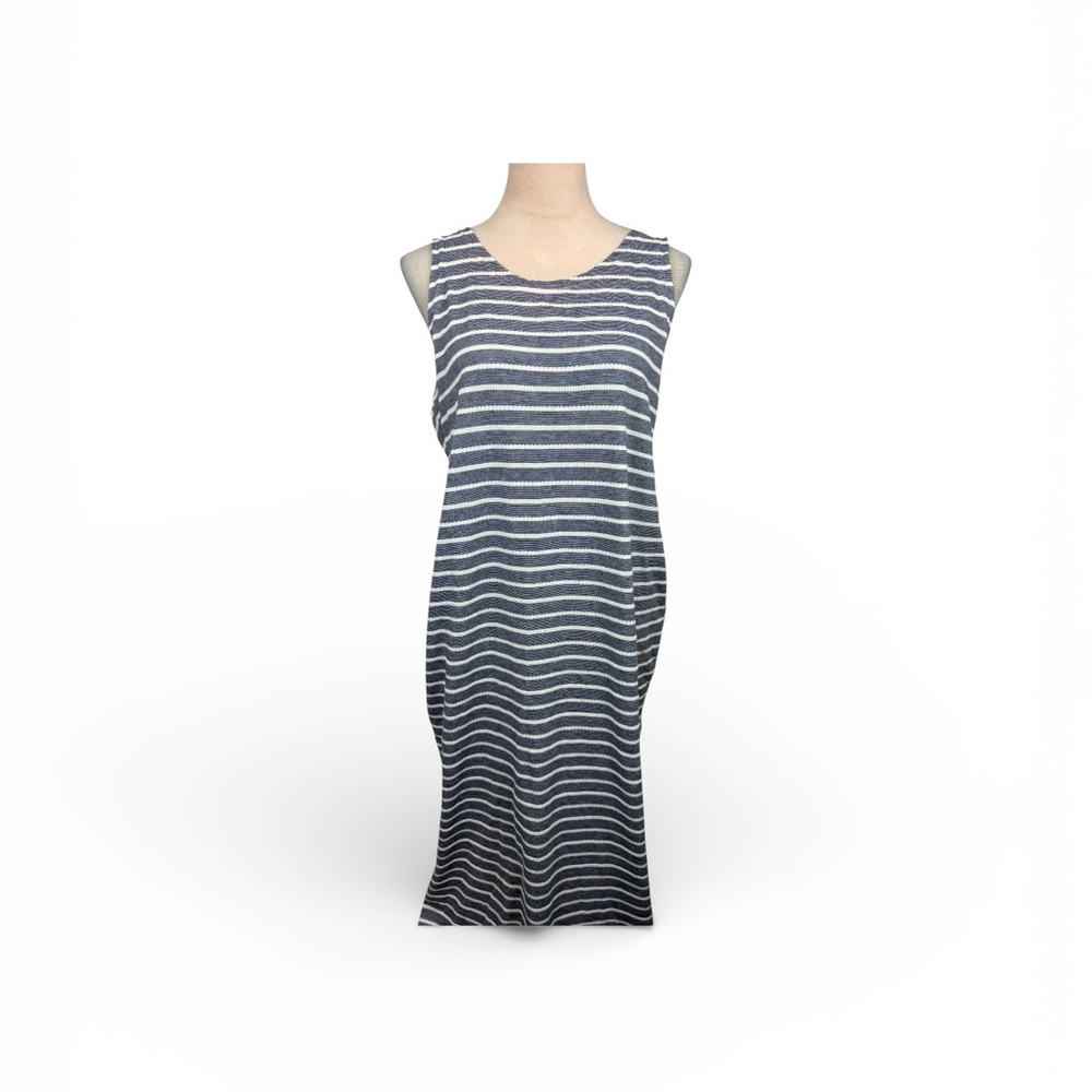 Sail to Sable Navy and White Striped Midi Dress